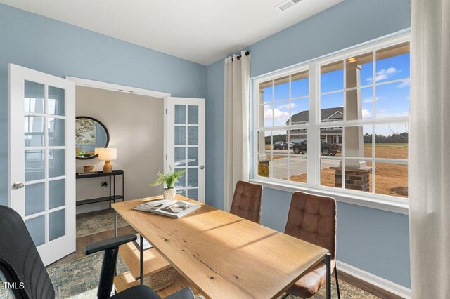 dining room featuring french doors