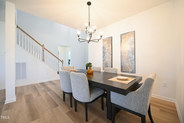 dining room featuring an inviting chandelier and wood-type flooring