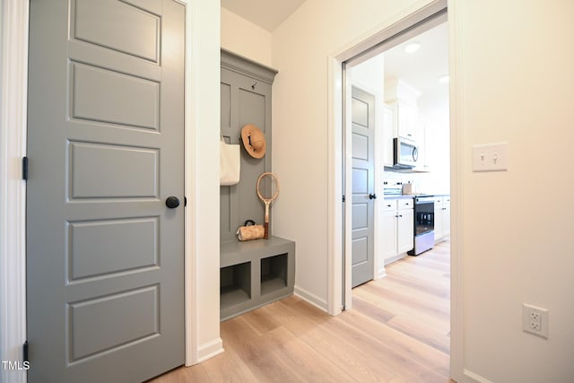 mudroom featuring light hardwood / wood-style flooring