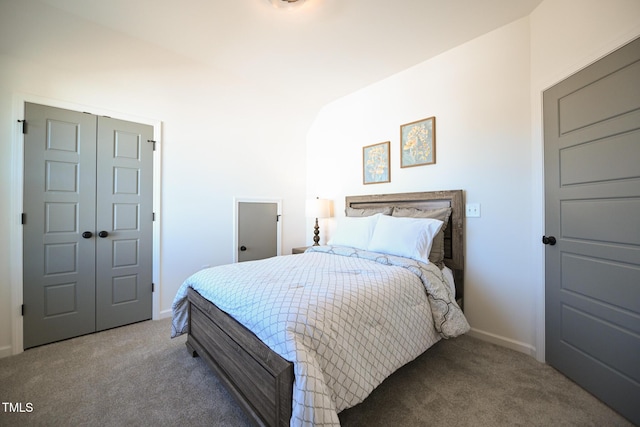 carpeted bedroom featuring a closet