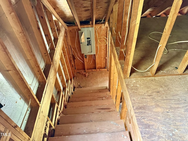 staircase with electric panel