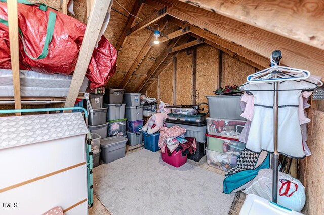 view of unfinished attic