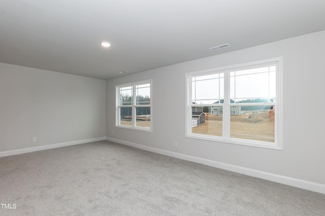 carpeted spare room featuring a wealth of natural light