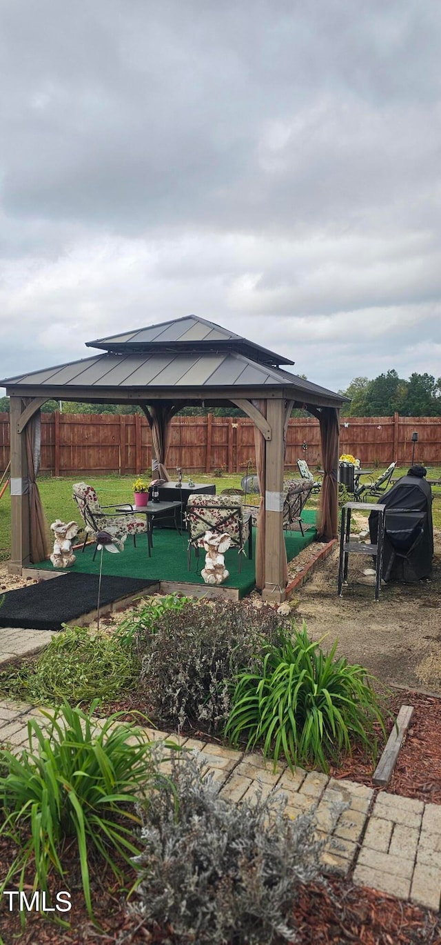 view of patio / terrace featuring a gazebo