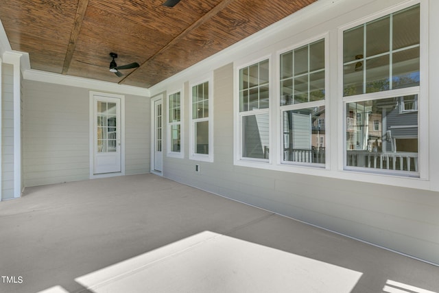 view of patio / terrace featuring ceiling fan