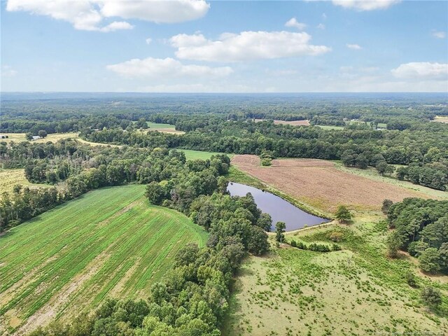 bird's eye view featuring a water view and a rural view