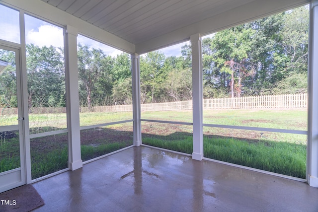 view of unfurnished sunroom