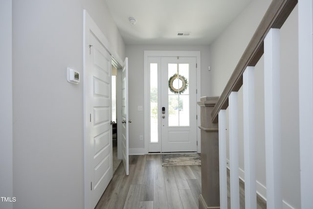 entryway featuring light hardwood / wood-style flooring