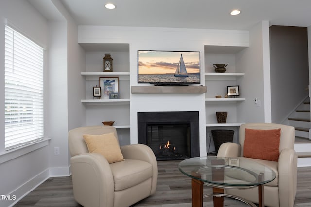 living room featuring dark hardwood / wood-style floors