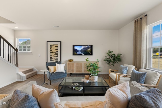 living room featuring hardwood / wood-style flooring