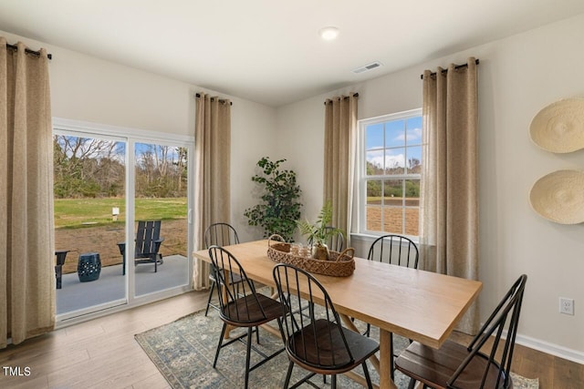 dining space featuring hardwood / wood-style flooring