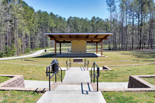 view of community featuring a gazebo and a yard