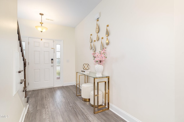 entrance foyer featuring hardwood / wood-style flooring