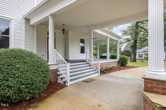 exterior space featuring covered porch