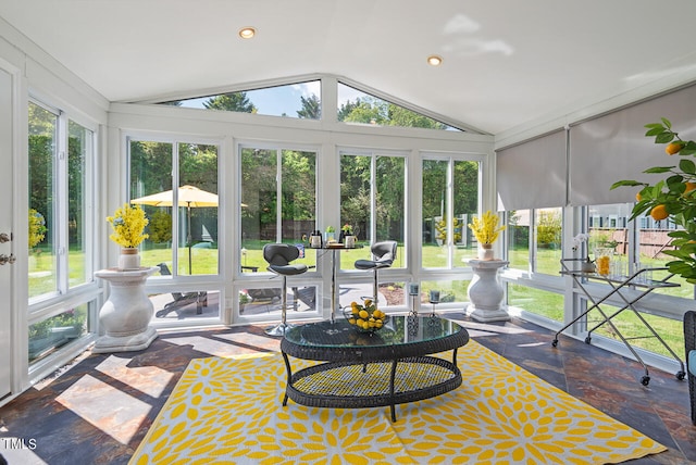 sunroom / solarium with lofted ceiling