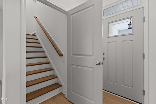 entrance foyer featuring light wood-type flooring