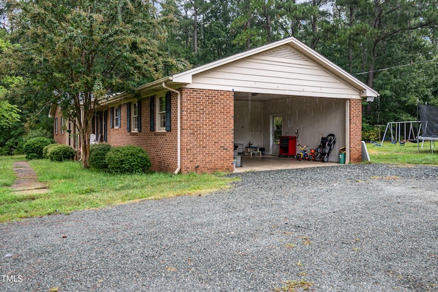 view of front of house featuring a trampoline