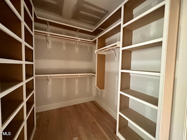 walk in closet featuring wood finished floors