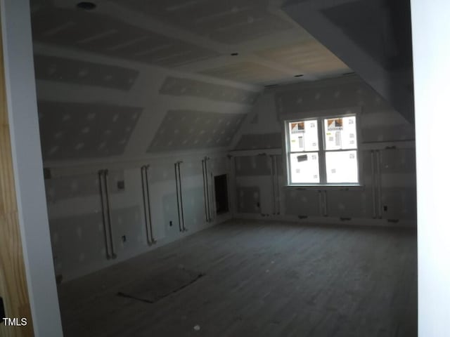 additional living space featuring hardwood / wood-style flooring and lofted ceiling