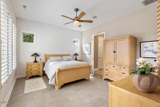 108 Boone St, Chapel Hill, NC 27516 - bedroom featuring baseboards, a ceiling fan, and visible vents