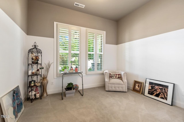 108 Boone St, Chapel Hill, NC 27516 - sitting room featuring baseboards, visible vents, and carpet