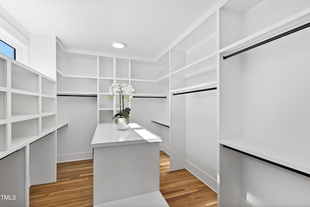 spacious closet featuring hardwood / wood-style flooring