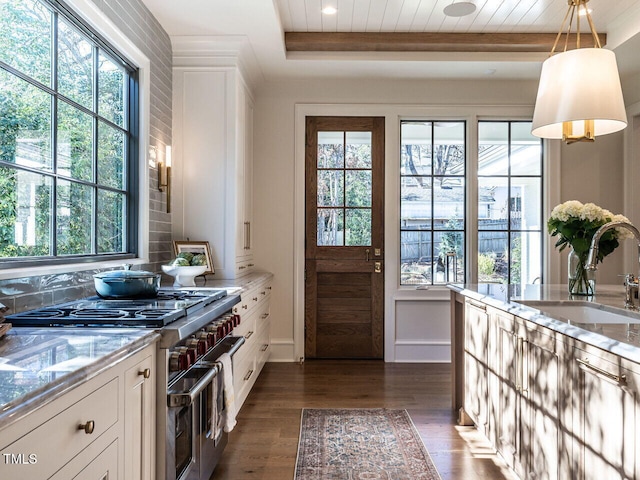 interior space featuring a wealth of natural light, sink, and wood-type flooring