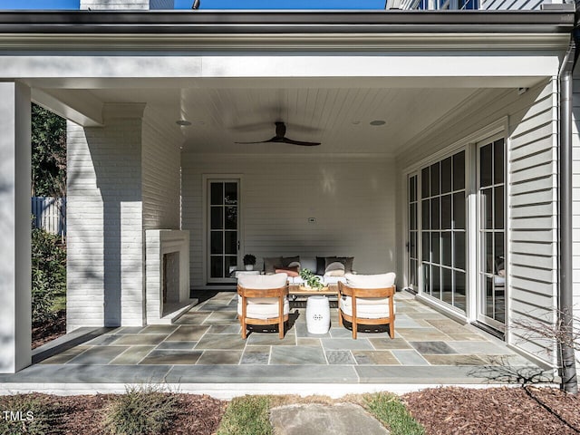 view of patio with ceiling fan