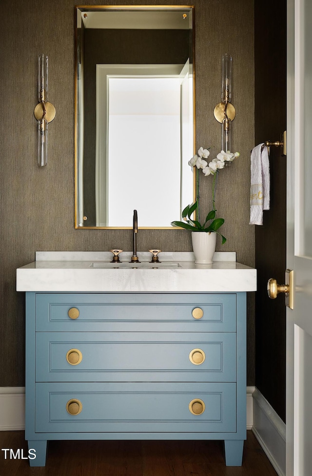 1307 Mayfair Rd, Raleigh, NC 27608 - bathroom featuring vanity and wallpapered walls