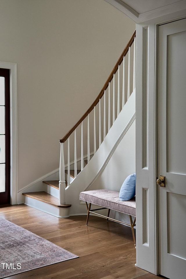 1307 Mayfair Rd, Raleigh, NC 27608 - entryway with wood finished floors and stairway