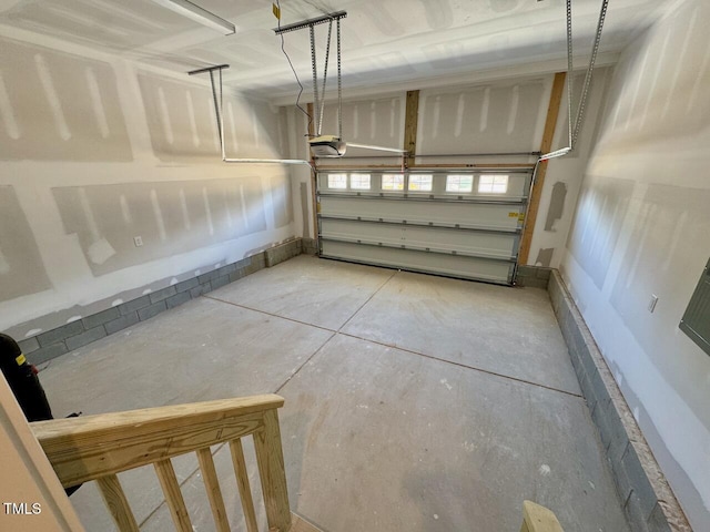 garage with a garage door opener