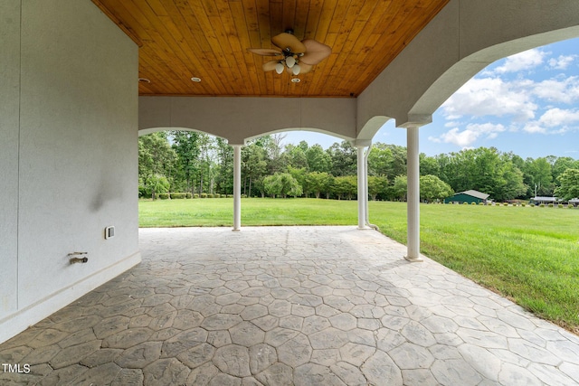 view of patio / terrace featuring ceiling fan