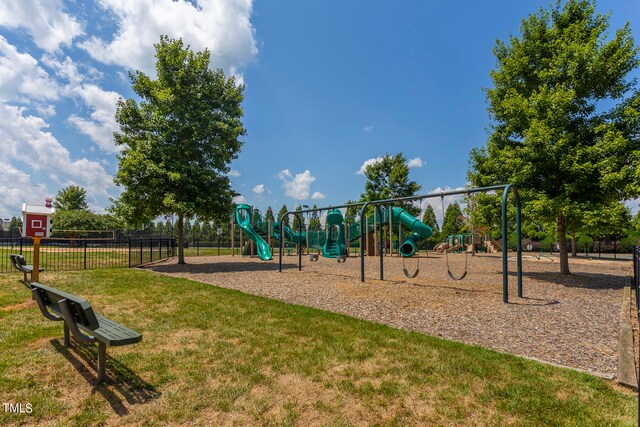 view of play area with a yard