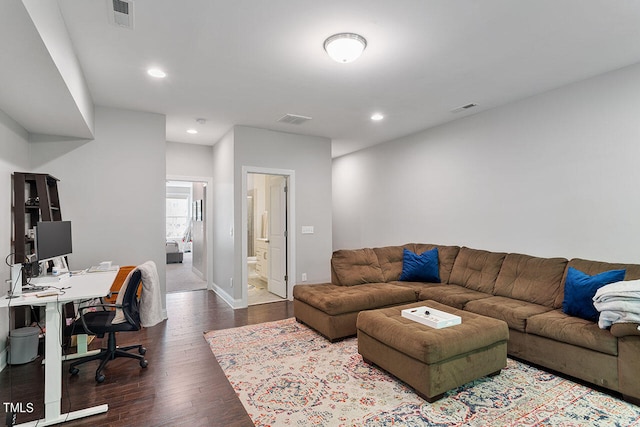 living room with hardwood / wood-style flooring