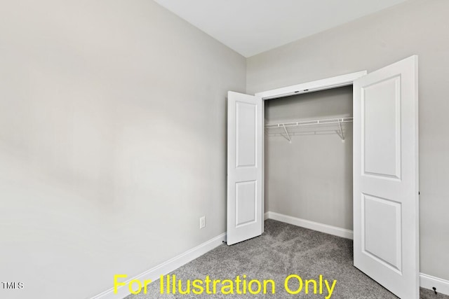 unfurnished bedroom with carpet floors and a closet