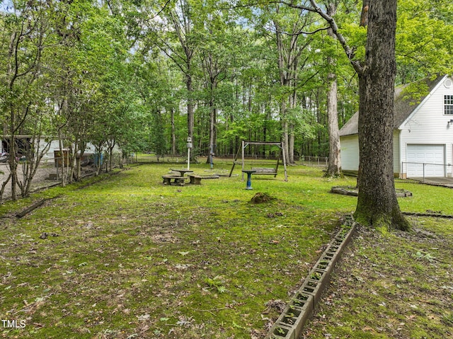 view of yard featuring a playground