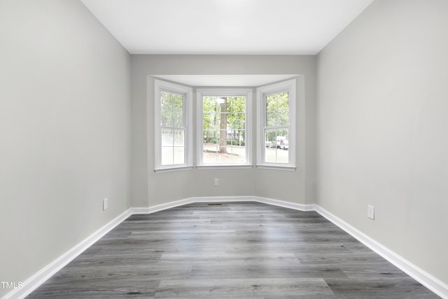 spare room with dark hardwood / wood-style flooring