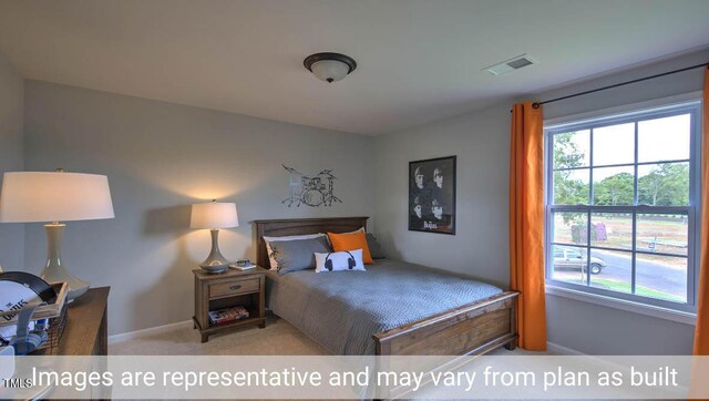 bedroom featuring carpet flooring and multiple windows