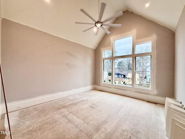 bonus room featuring lofted ceiling and ceiling fan