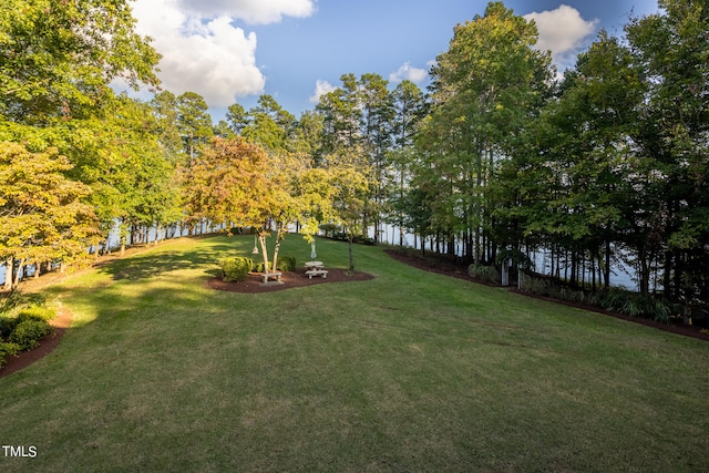 view of yard featuring a water view