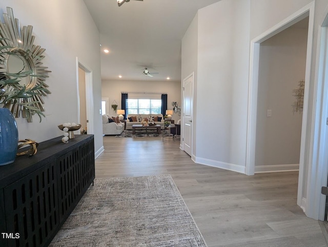 hallway featuring light hardwood / wood-style flooring