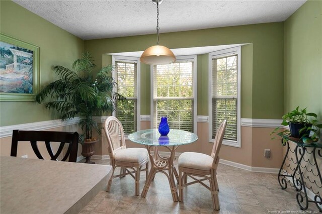 dining room featuring a textured ceiling