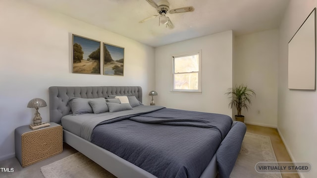 bedroom featuring ceiling fan