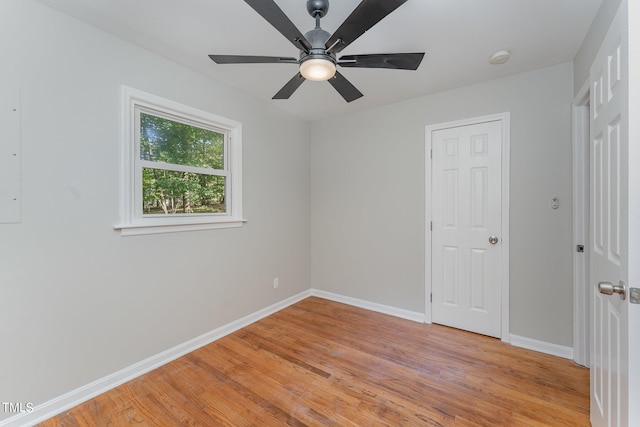 interior space featuring light hardwood / wood-style floors and ceiling fan