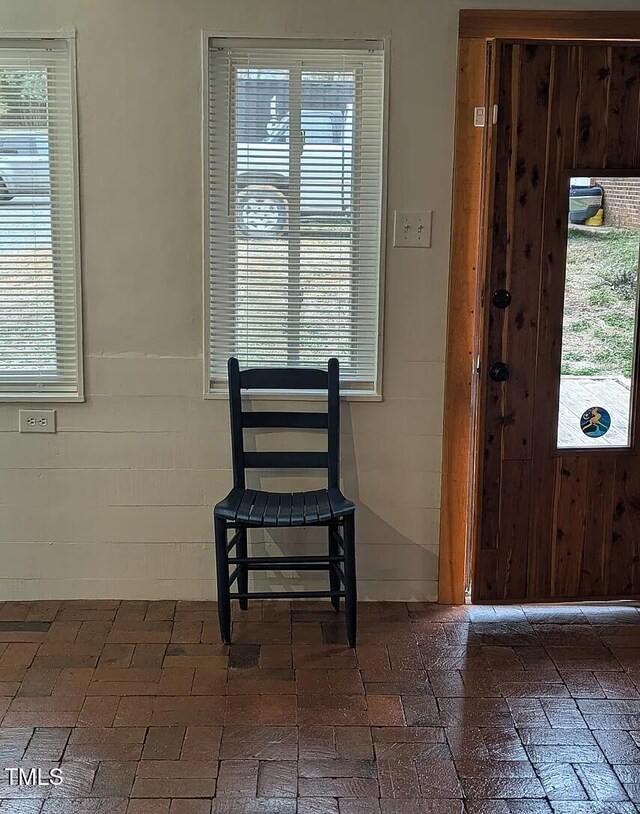 entrance foyer with brick floor and a wealth of natural light