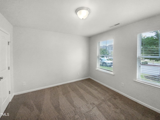 unfurnished room with a healthy amount of sunlight and carpet