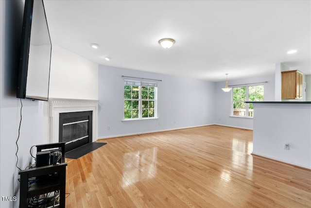 living room with light hardwood / wood-style flooring