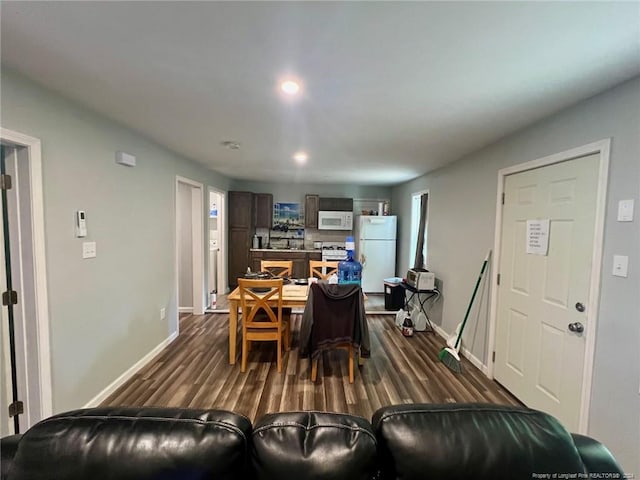 interior space with dark wood-type flooring