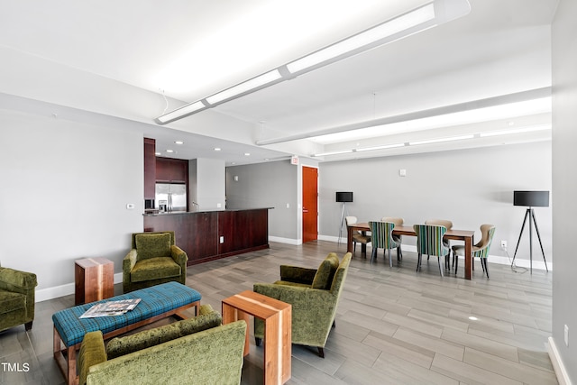 living room with light wood-type flooring