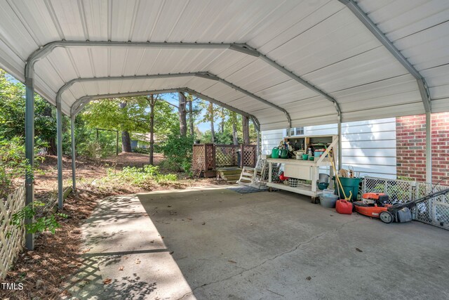 view of parking with a carport